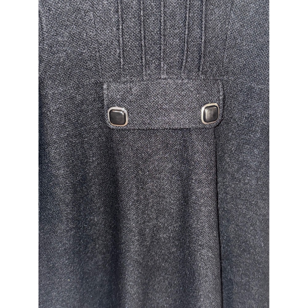 MaxMara Black Button Front Studded Sleeve Flare Coat Women's - Picture 7 of 13